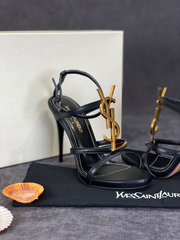 yves saint laurent ayakkabi patent leather with black gold 11 cm topuklu