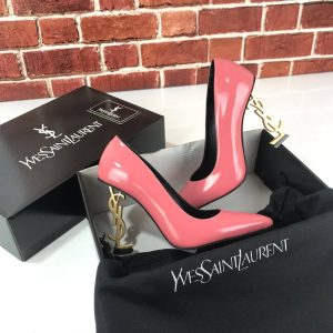 yves saint laurent ayakkabi pembe gold topuk opyum logo pumps 11 cm