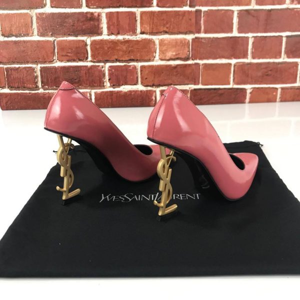 yves saint laurent ayakkabi pembe gold topuk opyum logo pumps 11 cm