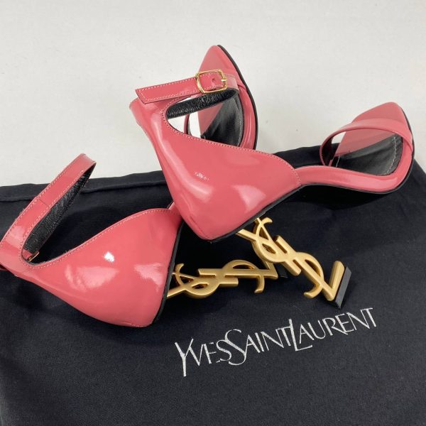 yves saint laurent ayakkabi pembe opyum logo rugan 11 cm