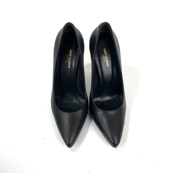 yves saint laurent ayakkabi siyah gold topuk opyum logo 11 cm