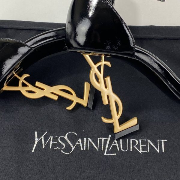yves saint laurent ayakkabi siyah opyum logo pumps rugan 11 cm