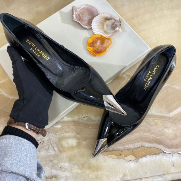 yves saint laurent ayakkabi siyah rugan 8 cm