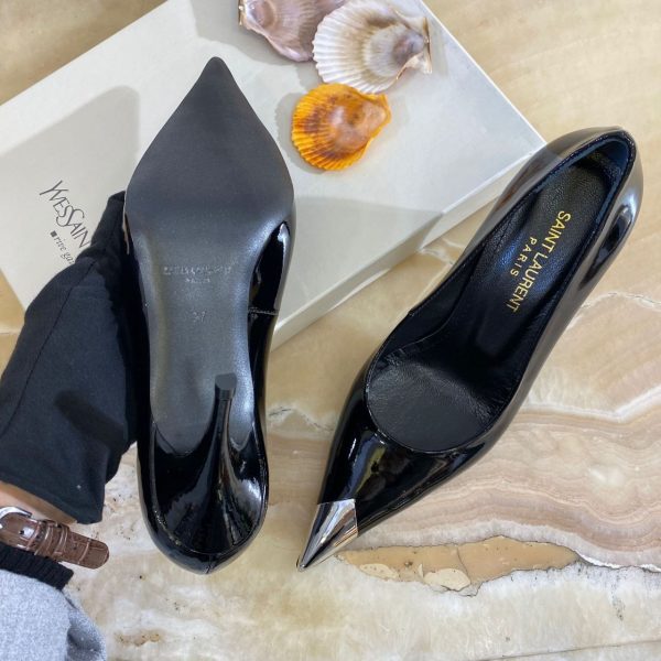 yves saint laurent ayakkabi siyah rugan 8 cm