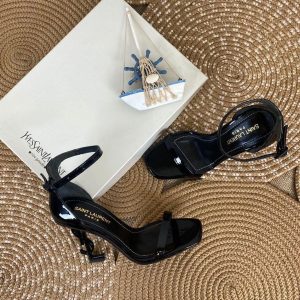 yves saint laurent ayakkabi topuklu 9 cm siyah rugan slingback pumps