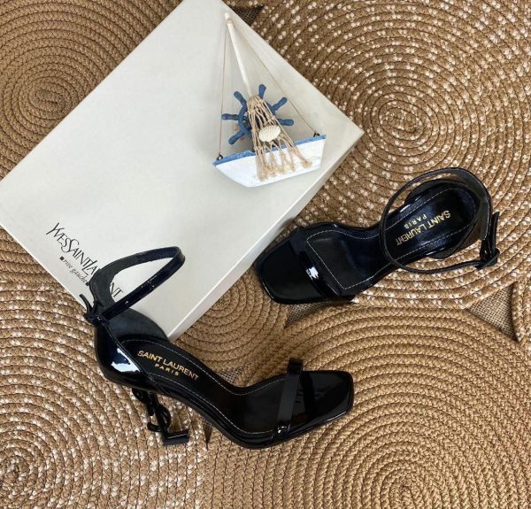 yves saint laurent ayakkabi topuklu 9 cm siyah rugan slingback pumps