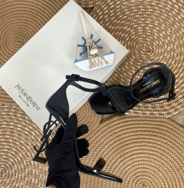 yves saint laurent ayakkabi topuklu 9 cm siyah rugan slingback pumps