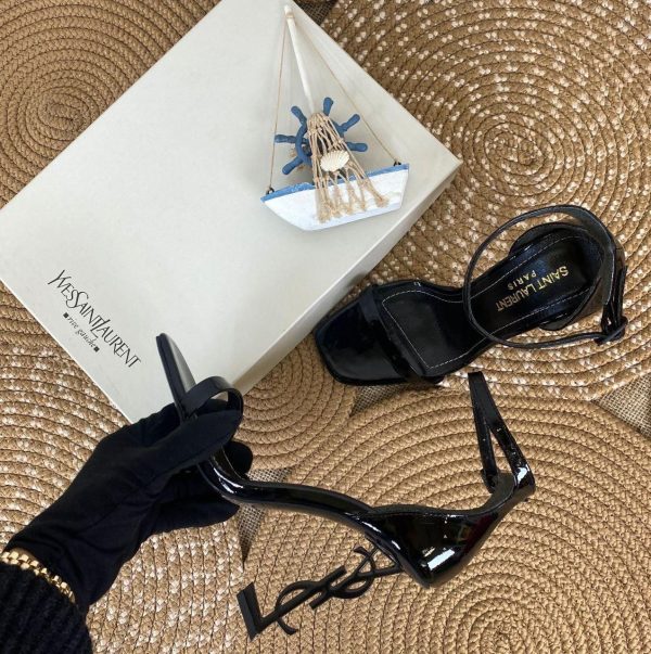 yves saint laurent ayakkabi topuklu 9 cm siyah rugan slingback pumps