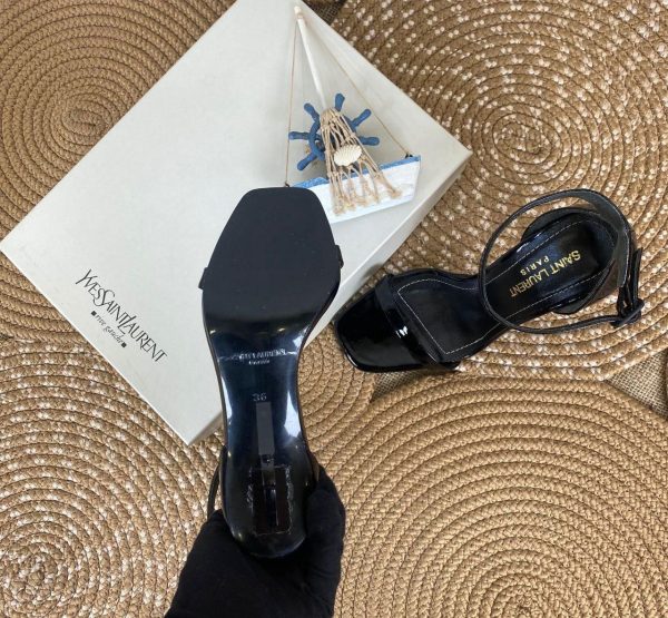 yves saint laurent ayakkabi topuklu 9 cm siyah rugan slingback pumps
