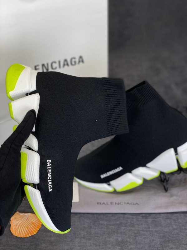 balenciaga ayakkabi socks shoes speed corap siyah neon yesil