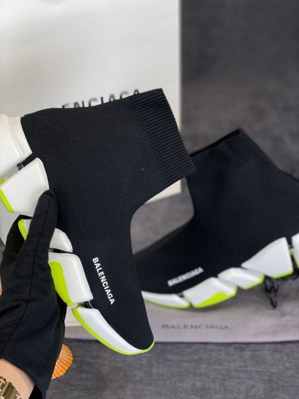 balenciaga ayakkabi socks shoes speed corap siyah neon yesil