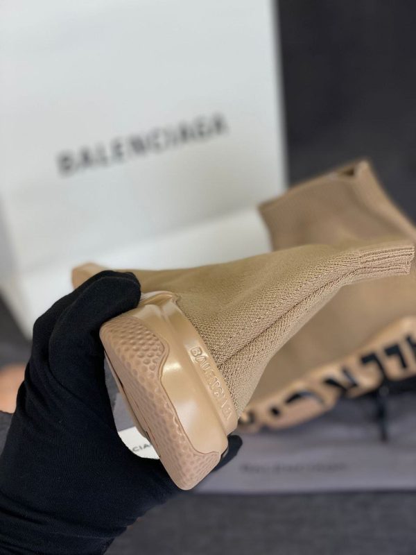 balenciaga ayakkabi speed socks shoes camel tabani siyah yazili