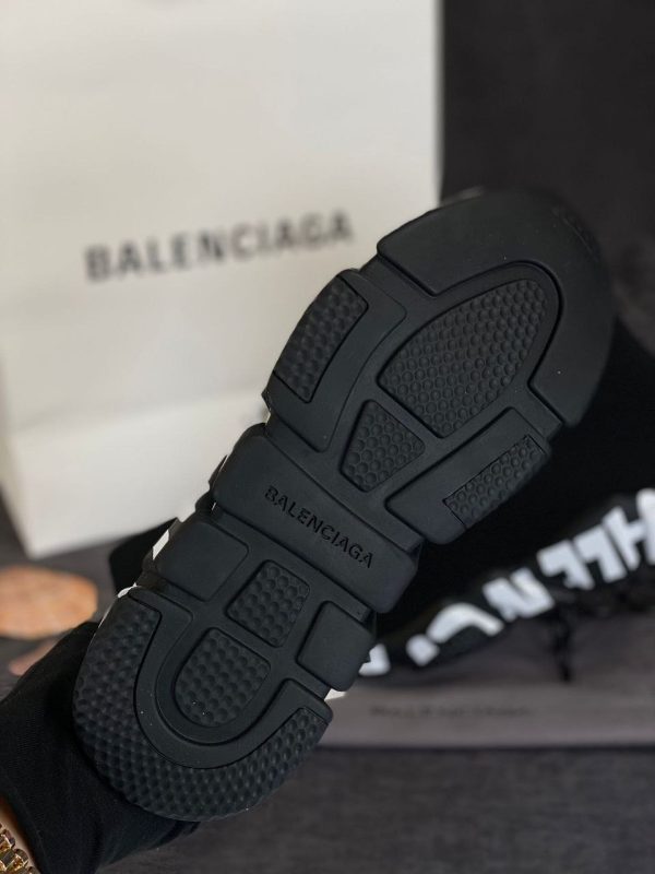 balenciaga ayakkabi speed socks shoes siyah tabani beyaz yazili