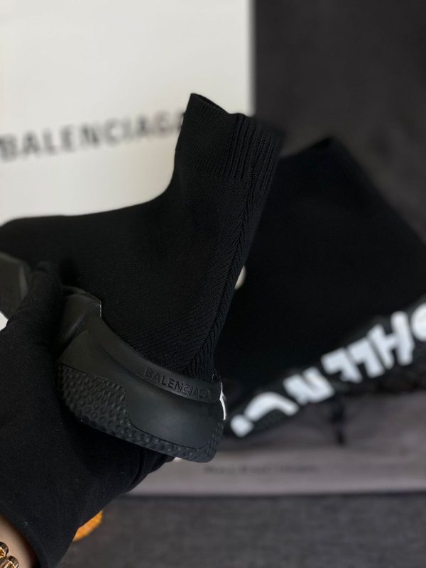 balenciaga ayakkabi speed socks shoes siyah tabani beyaz yazili