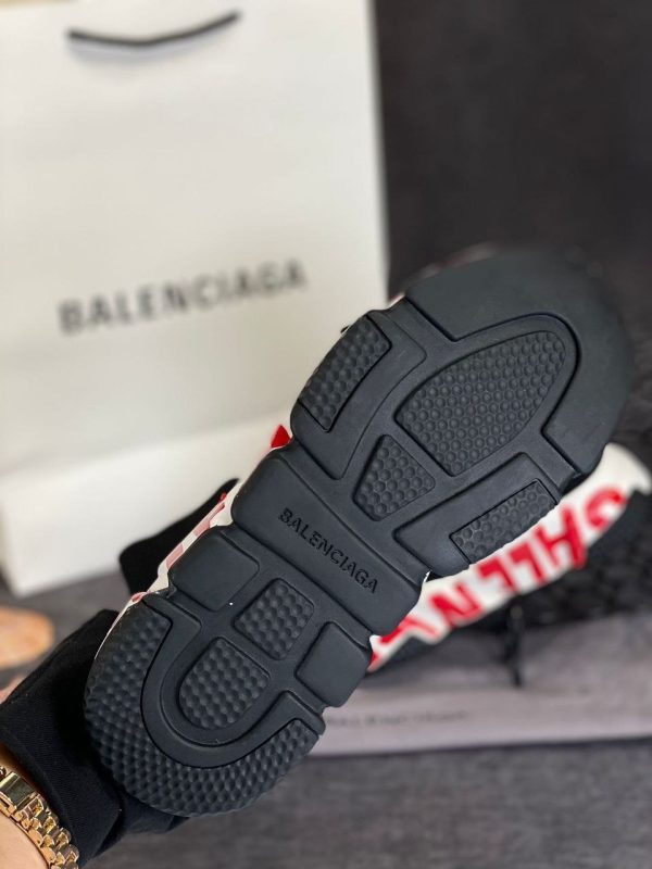 balenciaga ayakkabi speed socks shoes siyah tabani kirmizi yazili