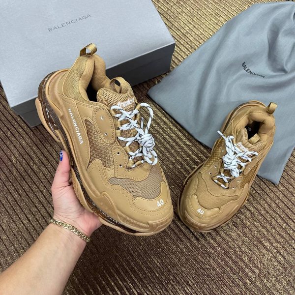 balenciaga ayakkabi triple s camel kahve seffaf taban