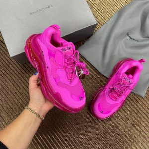 balenciaga ayakkabi triple s fusya pembe seffaf taban