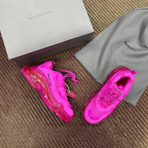 balenciaga ayakkabi triple s fusya pembe seffaf taban