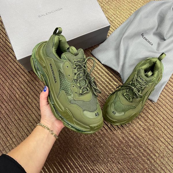 balenciaga ayakkabi triple s haki seffaf taban