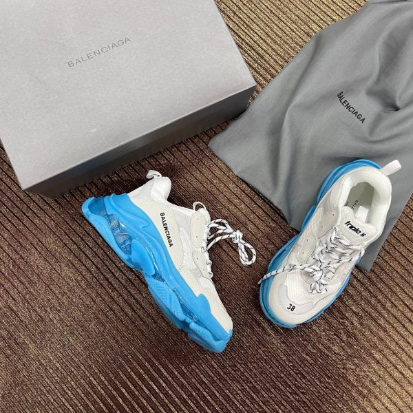 balenciaga ayakkabi triple s mavi beyaz seffaf taban