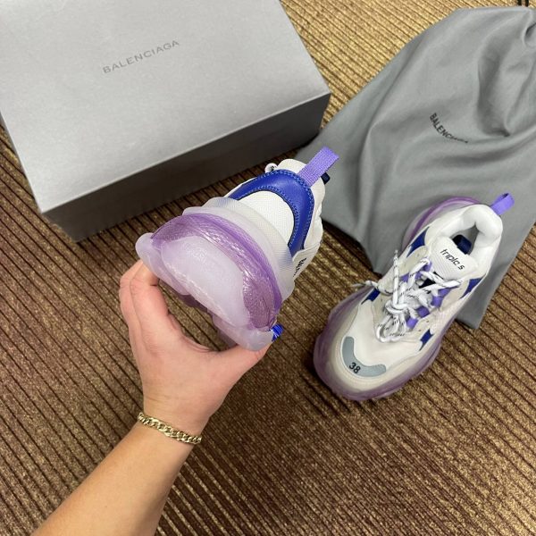 balenciaga ayakkabi triple s mor beyaz seffaf taban