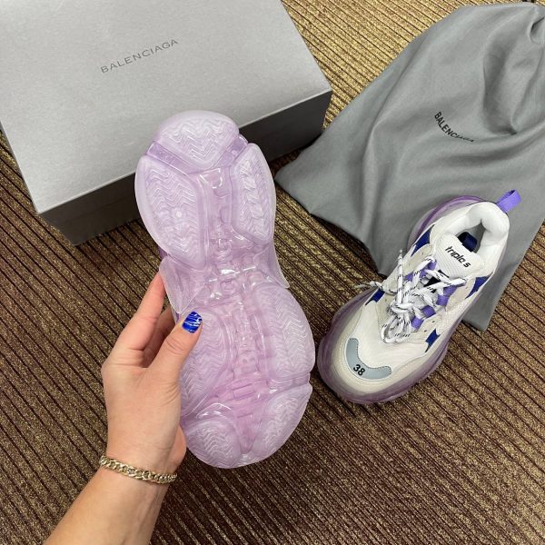 balenciaga ayakkabi triple s mor beyaz seffaf taban