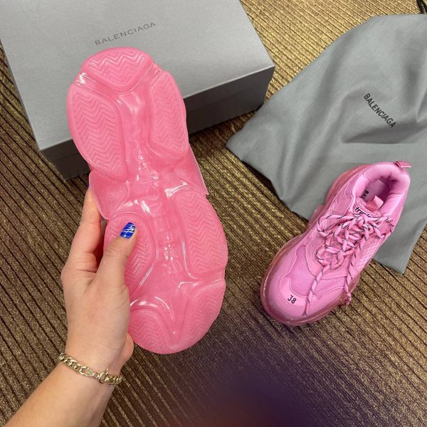 balenciaga ayakkabi triple s pembe seffaf taban