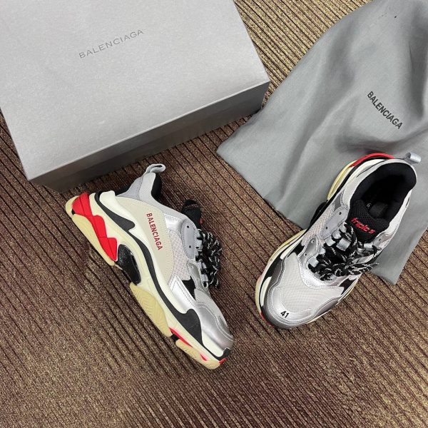 balenciaga ayakkabi triple s silver siyah kirmizi
