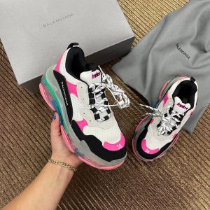 balenciaga ayakkabi triple s siyah pembe seffaf taban