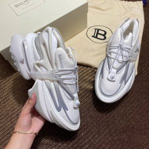 balmain ayakkabi beyaz gri sneaker neoprene and leather unicorn low top