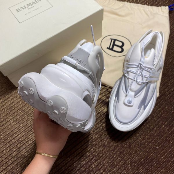 balmain ayakkabi beyaz gri sneaker neoprene and leather unicorn low top