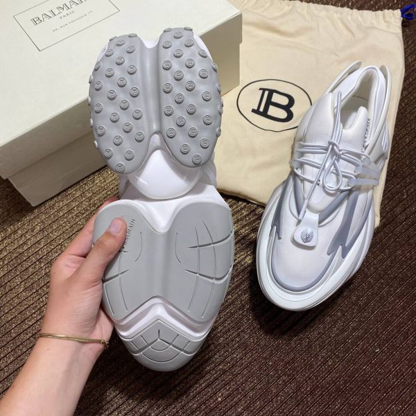 balmain ayakkabi beyaz gri sneaker neoprene and leather unicorn low top