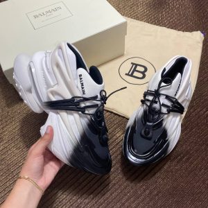 balmain ayakkabi beyaz siyah sneaker neoprene and leather unicorn low top