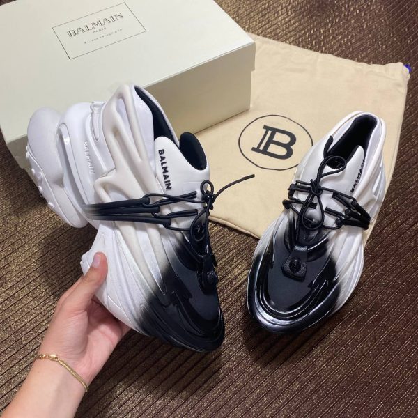 balmain ayakkabi beyaz siyah sneaker neoprene and leather unicorn low top