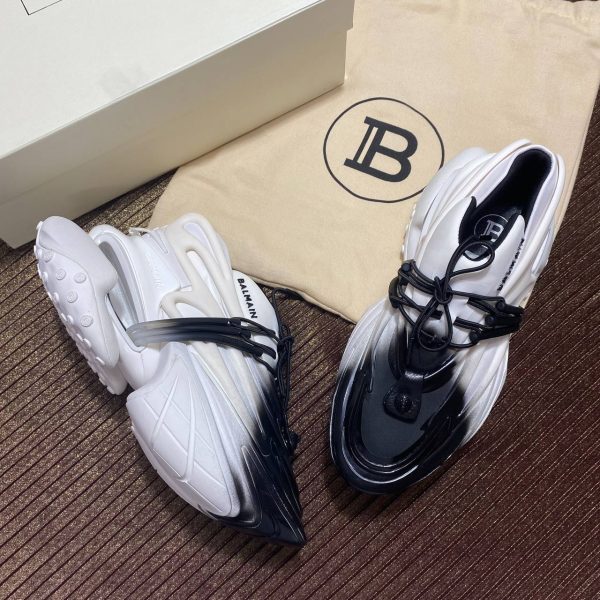balmain ayakkabi beyaz siyah sneaker neoprene and leather unicorn low top