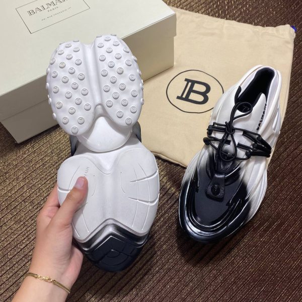 balmain ayakkabi beyaz siyah sneaker neoprene and leather unicorn low top