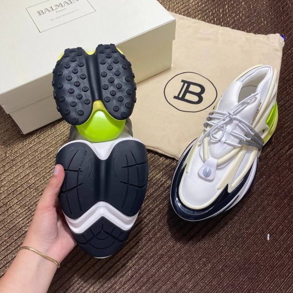balmain ayakkabi beyaz yesil sneaker neoprene and leather unicorn low top