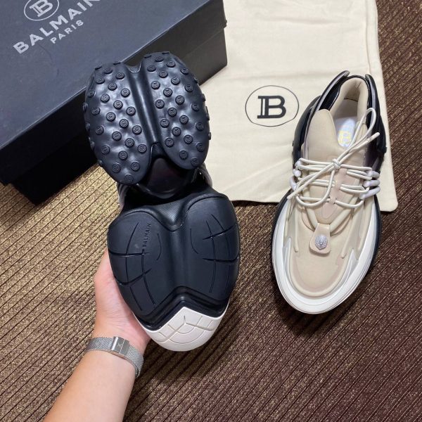 balmain ayakkabi siyah beyaz  bej sneaker neoprene and leather unicorn low top