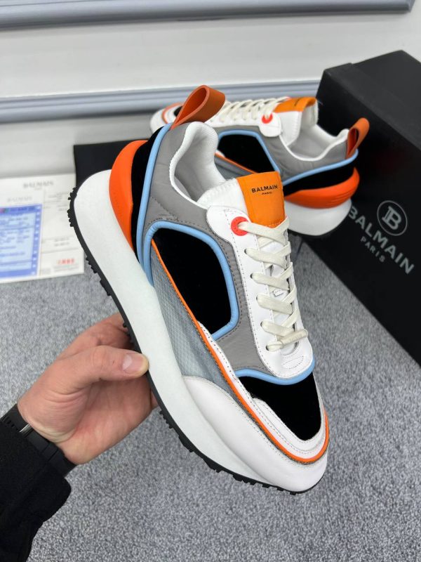 balmain ayakkabi sneakers erkek beyaz turuncu gri siyah