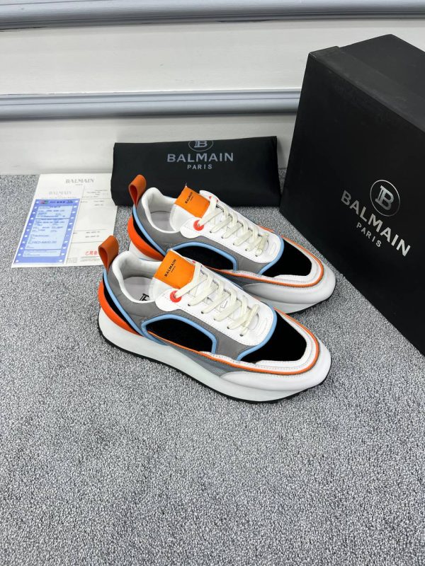 balmain ayakkabi sneakers erkek beyaz turuncu gri siyah