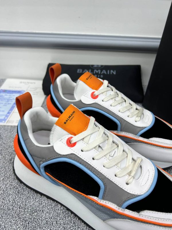 balmain ayakkabi sneakers erkek beyaz turuncu gri siyah