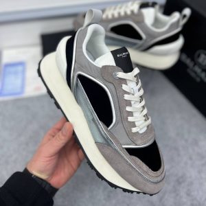 balmain ayakkabi sneakers erkek gri siyah hakiki deri