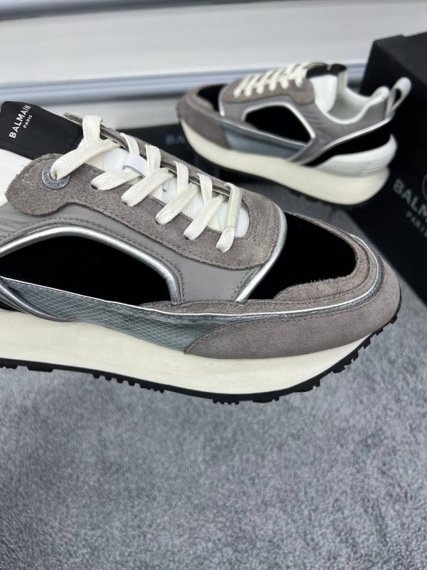 balmain ayakkabi sneakers erkek gri siyah hakiki deri