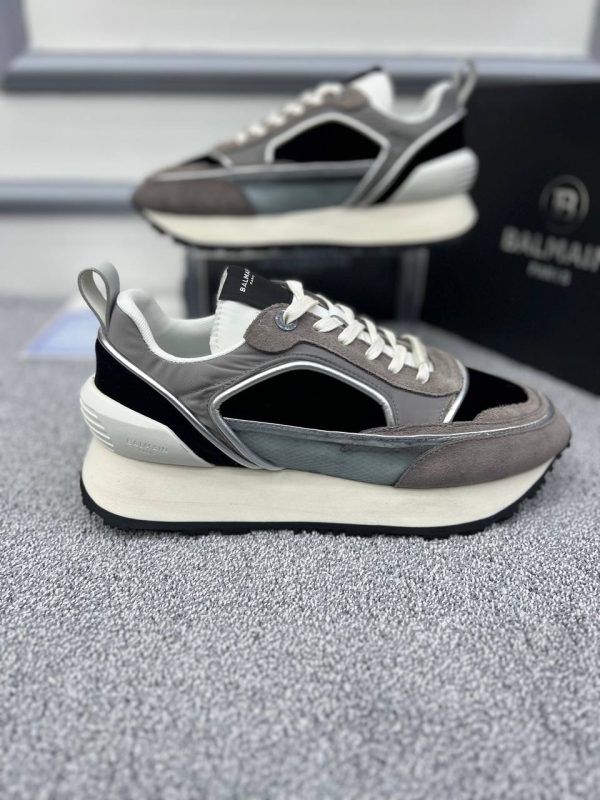 balmain ayakkabi sneakers erkek gri siyah hakiki deri