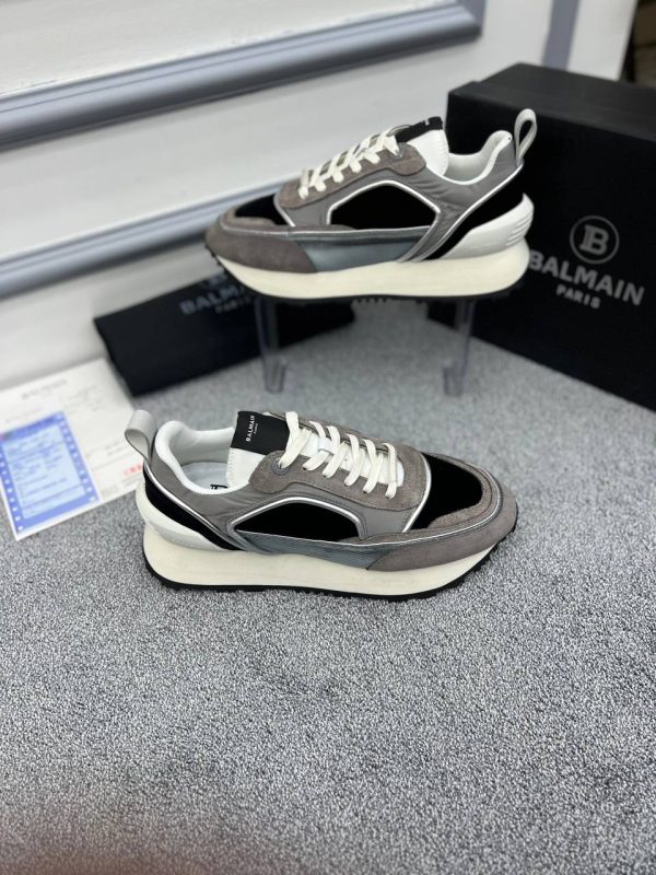 balmain ayakkabi sneakers erkek gri siyah hakiki deri
