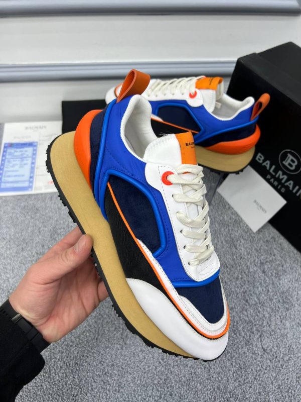 balmain ayakkabi sneakers erkek mavi turuncu beyaz