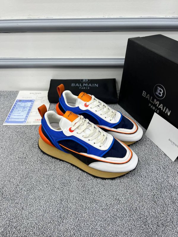 balmain ayakkabi sneakers erkek mavi turuncu beyaz