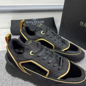 balmain ayakkabi sneakers erkek siyah gold detayli