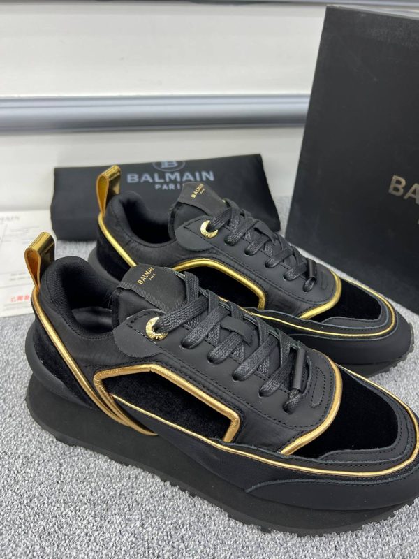 balmain ayakkabi sneakers erkek siyah gold detayli