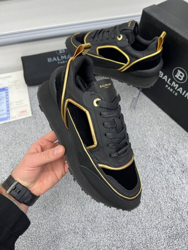 balmain ayakkabi sneakers erkek siyah gold detayli